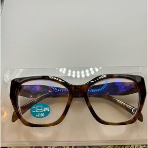 E Specs Blue Light Butterfly Tortoise Brown Readers +2.50